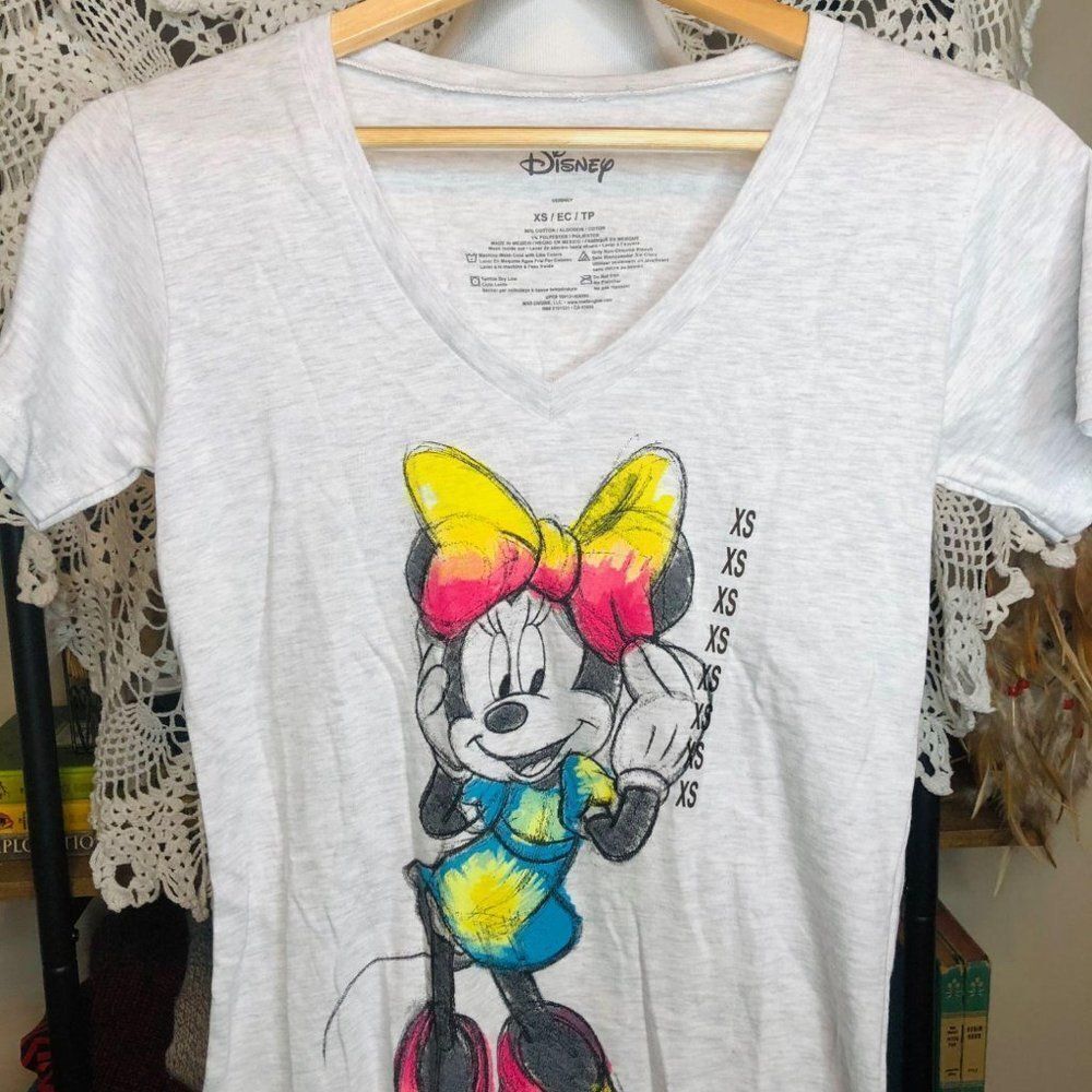 Disney Minnie Mouse‎ Colorful Watercolor Shirt XS